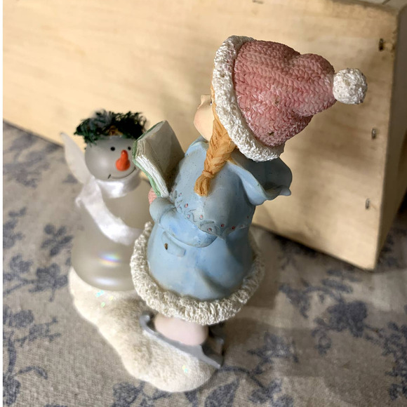 Nantucket Figurine Ice Skater Caroling Girl with Snowman - Picture 9 of 9